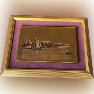 View of the Ruins of Luxor from the Nile Copper Etching Print Signed By El Skami